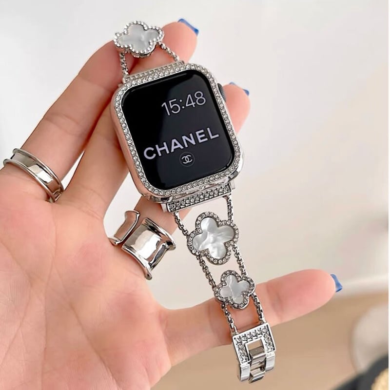 038」キラキラ apple watch バンド チェーン 四葉のクローバー 038」キラキラ apple watch バンド チェーン 四葉のクローバー