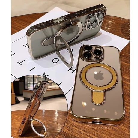 「011」iphone17 17pro ケース 透明 マグセーフ アイフォン 16 Proクリアケース 隠れスタンド機能 おしゃれ iPhone16plus/16promaxケース サイドカラー