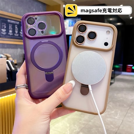 「438」iphone17/17pro ケース スタンド付き magsageケース カメラリング付き