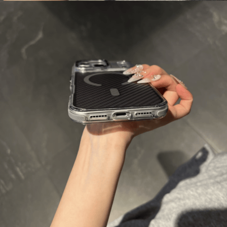 「521」カーボン調 iphoneケース 半透明 magsafe 対応 ケース おしゃれ 耐衝撃