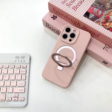 「510」iphoneケース リキッドシリコン iphone17pro/16proケース magsafe スタンド