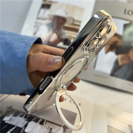 「011」iphone17 17pro ケース 透明 マグセーフ アイフォン 16 Proクリアケース 隠れスタンド機能 おしゃれ iPhone16plus/16promaxケース サイドカラー