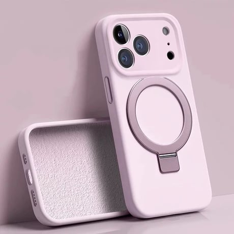 「510」iphoneケース リキッドシリコン iphone17pro/16proケース magsafe スタンド