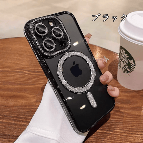 「363」magsafe 対応 ケース かわいい iphone17/17pro/16/16pro ケース クリア ストーンデコ