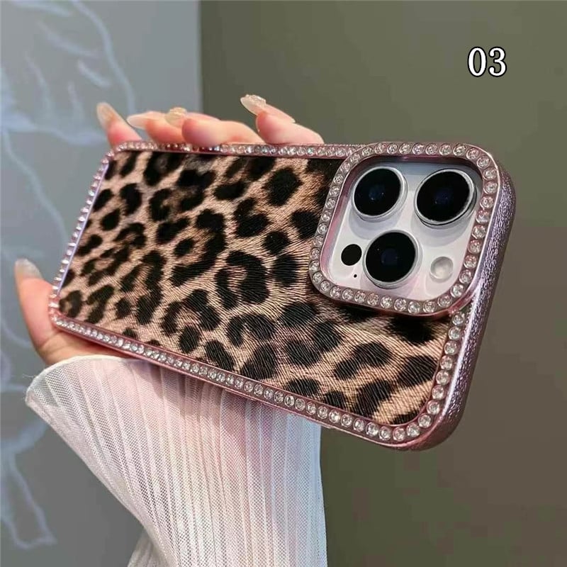 381」ヒョウ 柄 スマホケース レオパード iphone ケース ストーン デコ