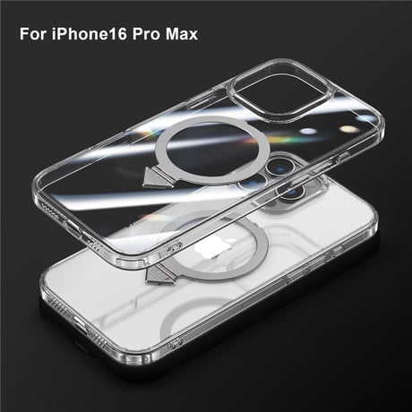 「338」magsafe 透明 ケース iphone16/16pro ケース スタンド付き 衝撃に強い