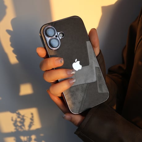 「324」iphone16/16pro ケース 個性 的 おしゃれ レザー アイ フォン ケース スプライシングデザイン