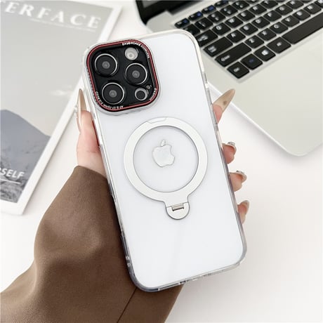 「423」iphone17/16pro ケース 隠しスタンド magsafe 透明 ケース かっこいい