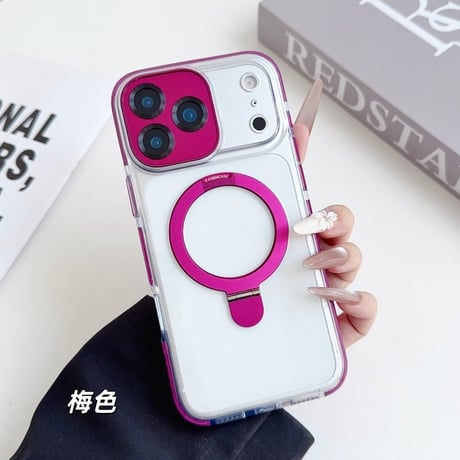 「477」Easoncase 隠しスタンド付き iphone17/17pro ケース クリア 黄ばみにくい iphone16/15 ケース magsafe対応