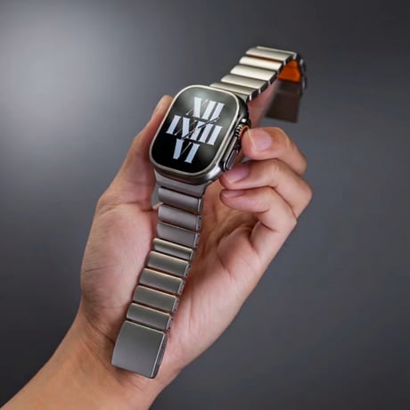 「533」apple watch チタン バンド series7/8/9/10/Ultra アップルウォッチバンド マグネット 高級 メンズ