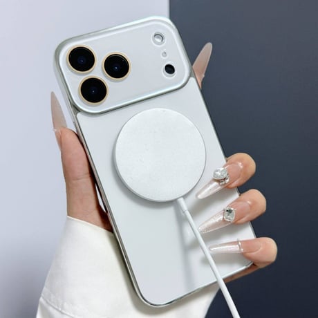 「537」iphone ケース カメラ まで 保護 iphone ケース ｍagsafe対応 メッキ風