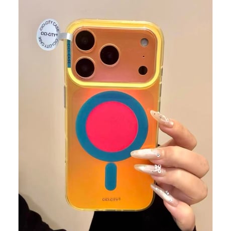 「529」マルチカラー iphoneケース 夏っぽい オーロラ magsafe スマホケース 韓国 かわいい