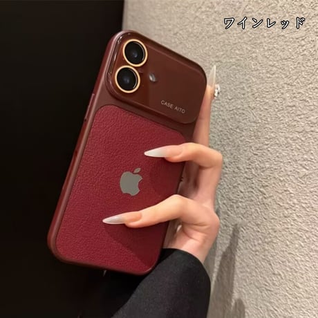 「503」iphone14~17シリーズ対応 ライチ紋 レザーケース カメラフィルム付き