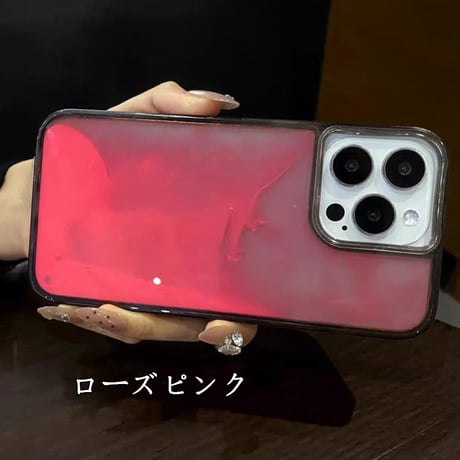 「355」iphone 液体 ケース ネオンサンド 流れる iphone16pro/15 ケース 蓄光 リキッド 暗闇で光る