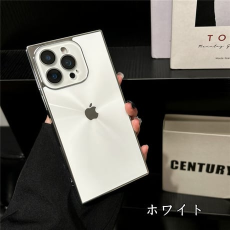 「398」iphone17proケース スクエア型 iphone16pro/15/14 ケース レーザー おしゃれ