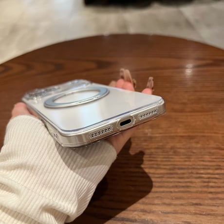 「476」クリア iphone17/16 ケース 360度回転スタンド magsafeケース カメラフィルム付き
