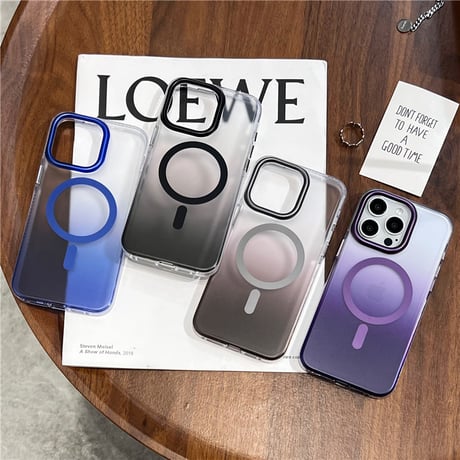 「132」iphone15/14 magsafe充電ケース 半透明 iphone ケース グラデーション