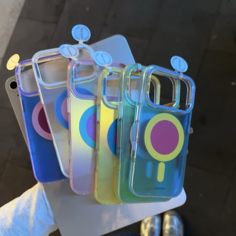 「529」マルチカラー iphoneケース 夏っぽい オーロラ magsafe スマホケース 韓国 かわいい