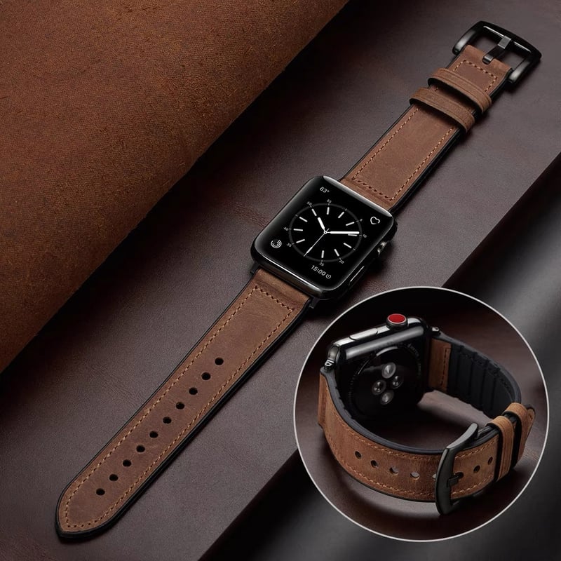 高級1★アップルウォッチバンド 高級レザー 本革ベルト Apple Watch 170」アップル ウォッチ バンド 人気 男性 apple watch 革 バンド 高級
