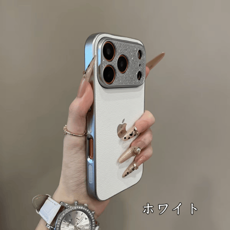 「472」ラインストーンデコ iphoneレザーケース かわいい iphone17pro/16 ケース