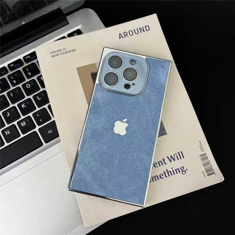 「441」iphone デニム ケース スクエア型  iphone17/16 ケース おしゃれ