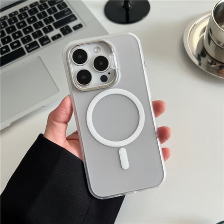 「142」magsafe充電ケース iphone15pro/14 スタンドケース マット質感 iphoneケース 指紋防止