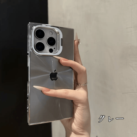 「405」隠しスタンド付き iphoneケース スクエア型 iphone17pro/16/15 ケース 個性的 おしゃれ
