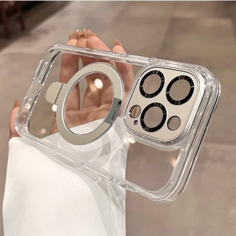 「477」Easoncase 隠しスタンド付き iphone17/17pro ケース クリア 黄ばみにくい iphone16/15 ケース magsafe対応