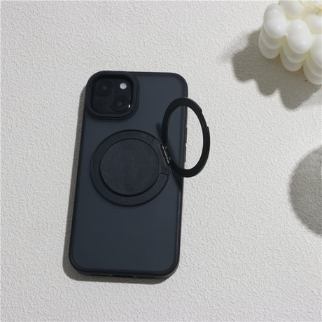 「296」magsafe対応ケース マット iphone16/16pro ケース スタンド付き 360°回転