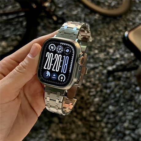 チタンメタルウォッチバンド Modキット 8/7/6/5/4/SE用 スポーツラバー