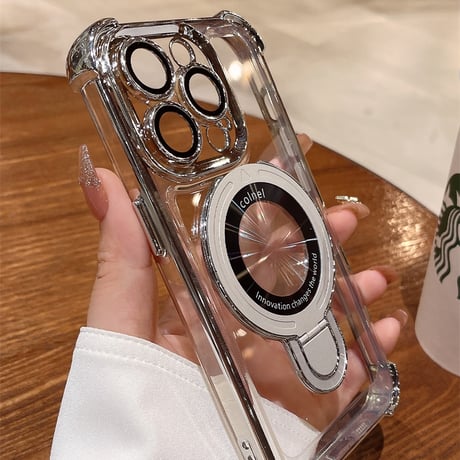 「275」クリア iphone17/16/16pro ケース magsafe iphone スタンド 付き ケース 耐衝撃
