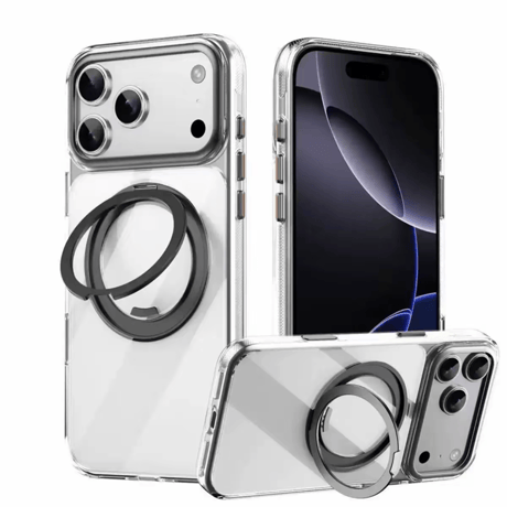 「466」360度回転スタンド iphone17pro/16 ケース マット クリア magsafeケース 耐衝撃 おしゃれ
