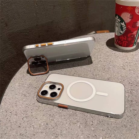 「125」カメラ保護リング付き iphone15/14 ケース クリア 隠れスタンド iphoneケース おしゃれ