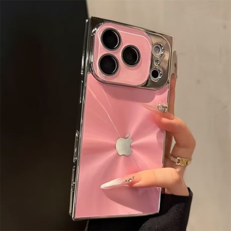 「398」iphone17proケース スクエア型 iphone16pro/15/14 ケース レーザー おしゃれ