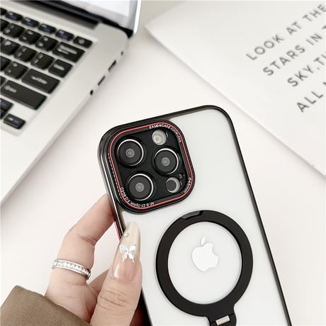 「423」iphone17/16pro ケース 隠しスタンド magsafe 透明 ケース かっこいい