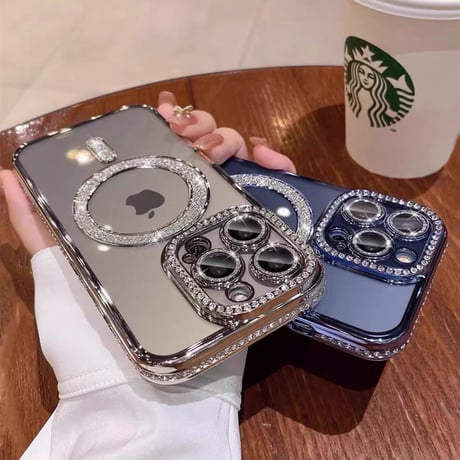 「363」magsafe 対応 ケース かわいい iphone17/17pro/16/16pro ケース クリア ストーンデコ