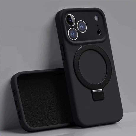 「510」iphoneケース リキッドシリコン iphone17pro/16proケース magsafe スタンド