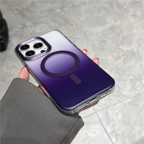 「132」iphone15/14 magsafe充電ケース 半透明 iphone ケース グラデーション