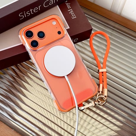 「494」360度回転スタンド iphone17pro/16proケース ストラップ付き magsafe クリア ケース 耐衝撃
