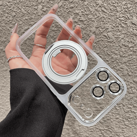 「454」iphone17/17pro ケース magsafe 360度回転スタンド iphoneクリアケース カメラ保護
