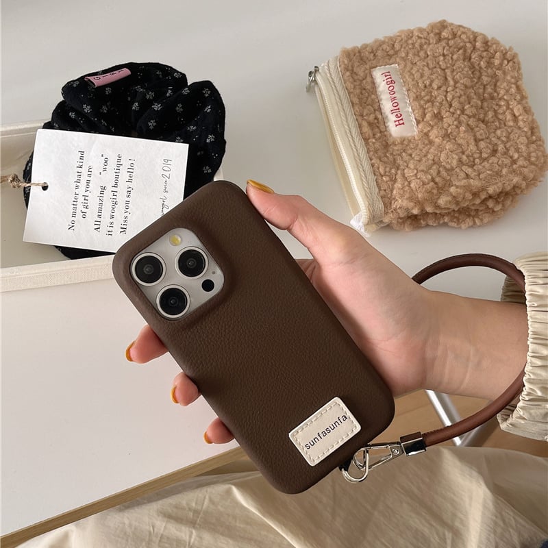 257」iphone16/16pro ケース 韓国 シンプル スマホ ストラップ 付き