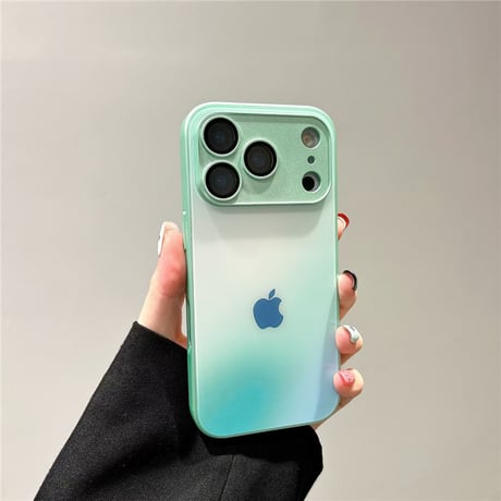 「005」グラデーションカラー iphone17/16/16pro ガラスケース カメラ保護 iphone15pro ケース おしゃれ