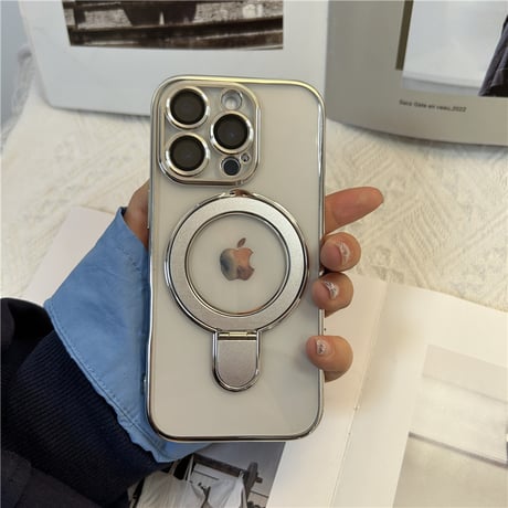 「011」iphone17 17pro ケース 透明 マグセーフ アイフォン 16 Proクリアケース 隠れスタンド機能 おしゃれ iPhone16plus/16promaxケース サイドカラー