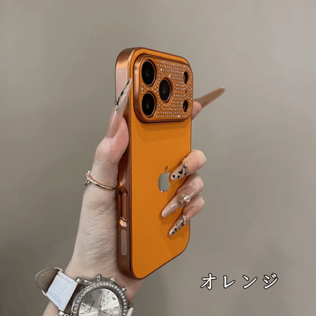 「472」ラインストーンデコ iphoneレザーケース かわいい iphone17pro/16 ケース