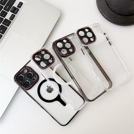 「424」iphone17/16クリア ケース 耐衝撃 magsafe 透明 ケース お揃い