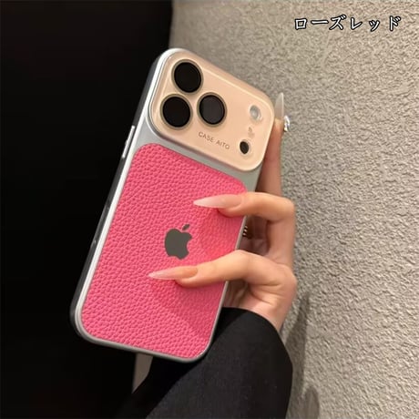 「503」iphone14~17シリーズ対応 ライチ紋 レザーケース カメラフィルム付き