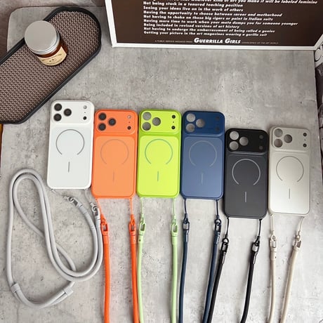 「498」magsafe対応 ショルダーケース iphone17/16/15ケース カメラ保護 ストラップホール付き