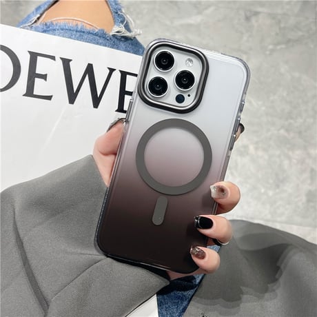「132」iphone15/14 magsafe充電ケース 半透明 iphone ケース グラデーション