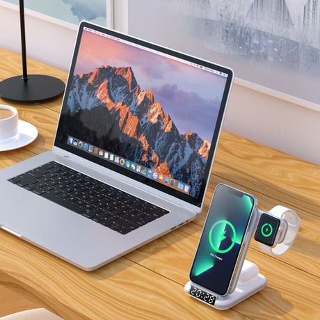 「072」4in1 ワイヤレス 充電器 iphone/iwatch/airpods同時充電 置くだけ充電 多機能充電器