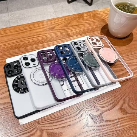 「360」iphone17e/16e/16pro ケース 360回転スタンド付き magsafe クリア ケース カメラ保護